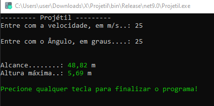 Tela do programa
